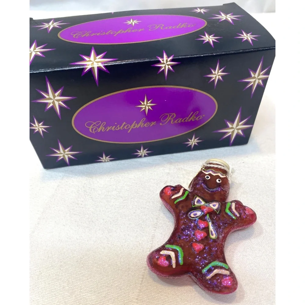 Retired Christopher Radko GINGERBREAD MAN Spice Glass Light Cover Ornament